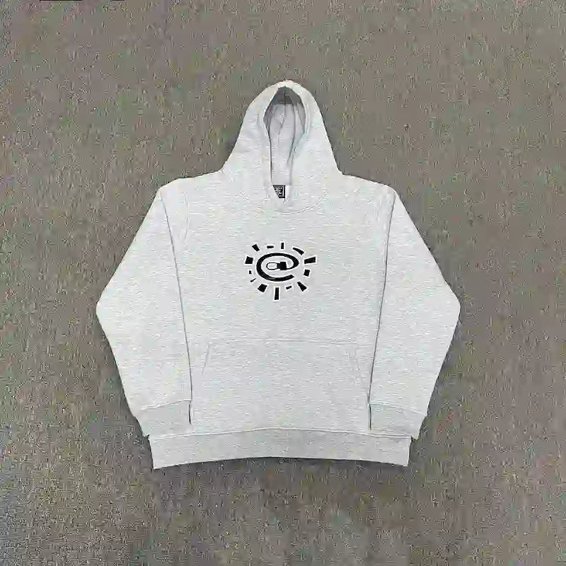 Vintage Hoodie oversize mixte en velours avec imprimé Sun Roll, sweat streetwear chaud, confortable et tendance.