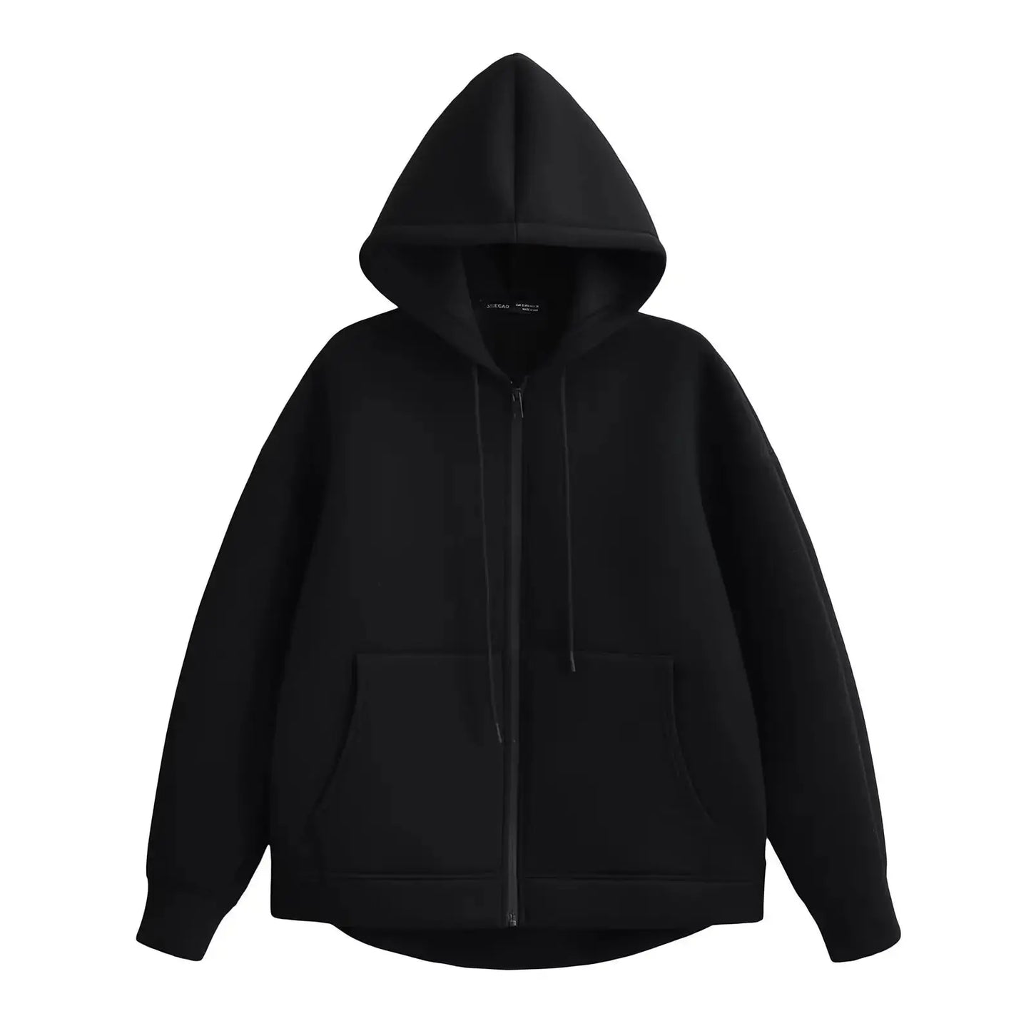 Sweat Zippé Oversize à capuche en fibres synthétiques douces, confortable et tendance pour streetwear et look casual féminin.