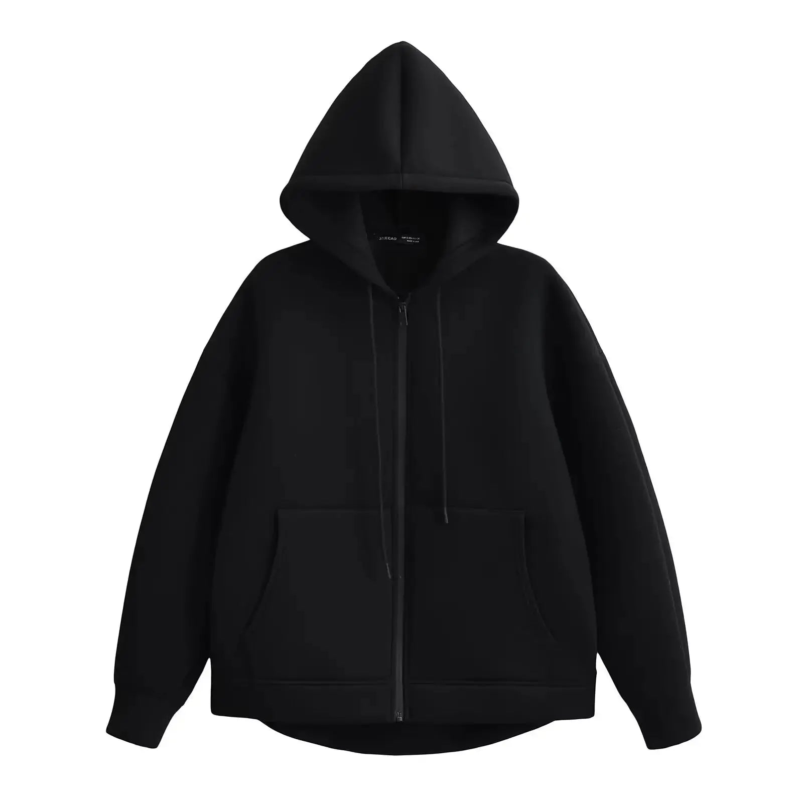Sweat Zippé Oversize à capuche en fibres synthétiques douces, confortable et tendance pour streetwear et look casual féminin.
