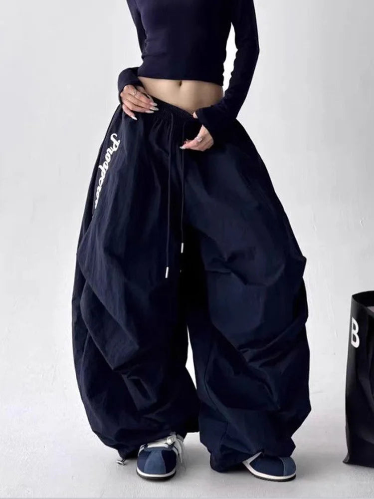 American Y2K Paratrooper Pants Women Hip Hop Oversize Loose High Waist Cargo Pant Harajuku Summer Retro Streetwear Bf Trousers