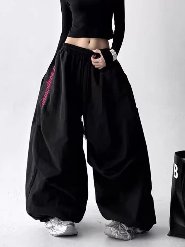 American Y2K Paratrooper Pants Women Hip Hop Oversize Loose High Waist Cargo Pant Harajuku Summer Retro Streetwear Bf Trousers