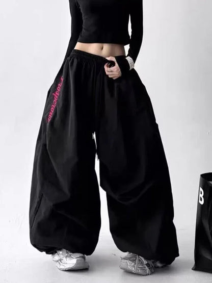 American Y2K Paratrooper Pants Women Hip Hop Oversize Loose High Waist Cargo Pant Harajuku Summer Retro Streetwear Bf Trousers