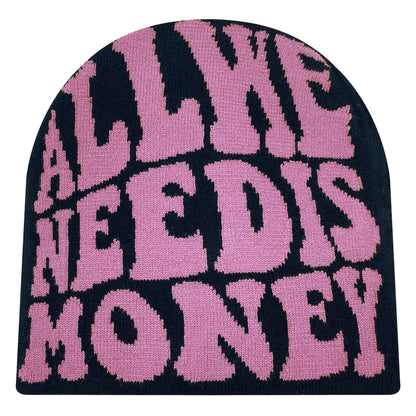 Knitted Beanie tricoté à motif et lettres brodées, chaud et confortable, style streetwear unisexe pour l’hiver et les activités outdoor.