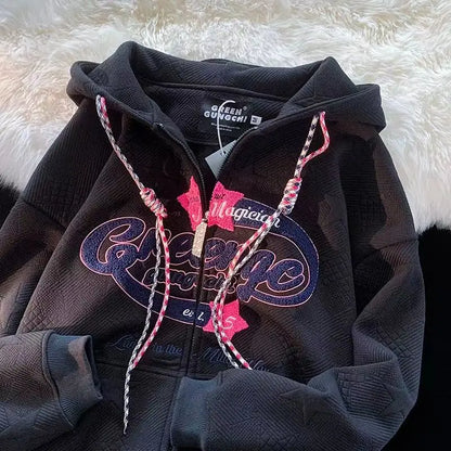 Oversized Hoodies Y2k Men Streetwear Spring Autumn knited jackets Embroidery Women Sweatshirt y2k Hoodies Kakazzy Cardigan