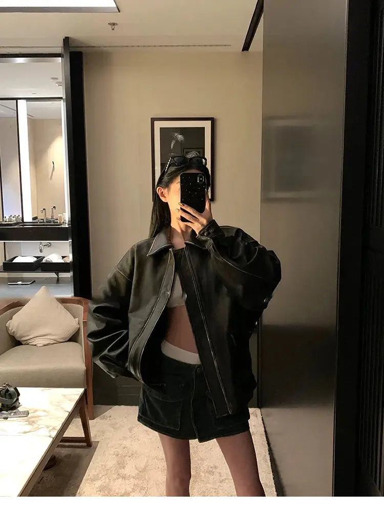 Veste Cuir Vintage Oversize Drips-Way
