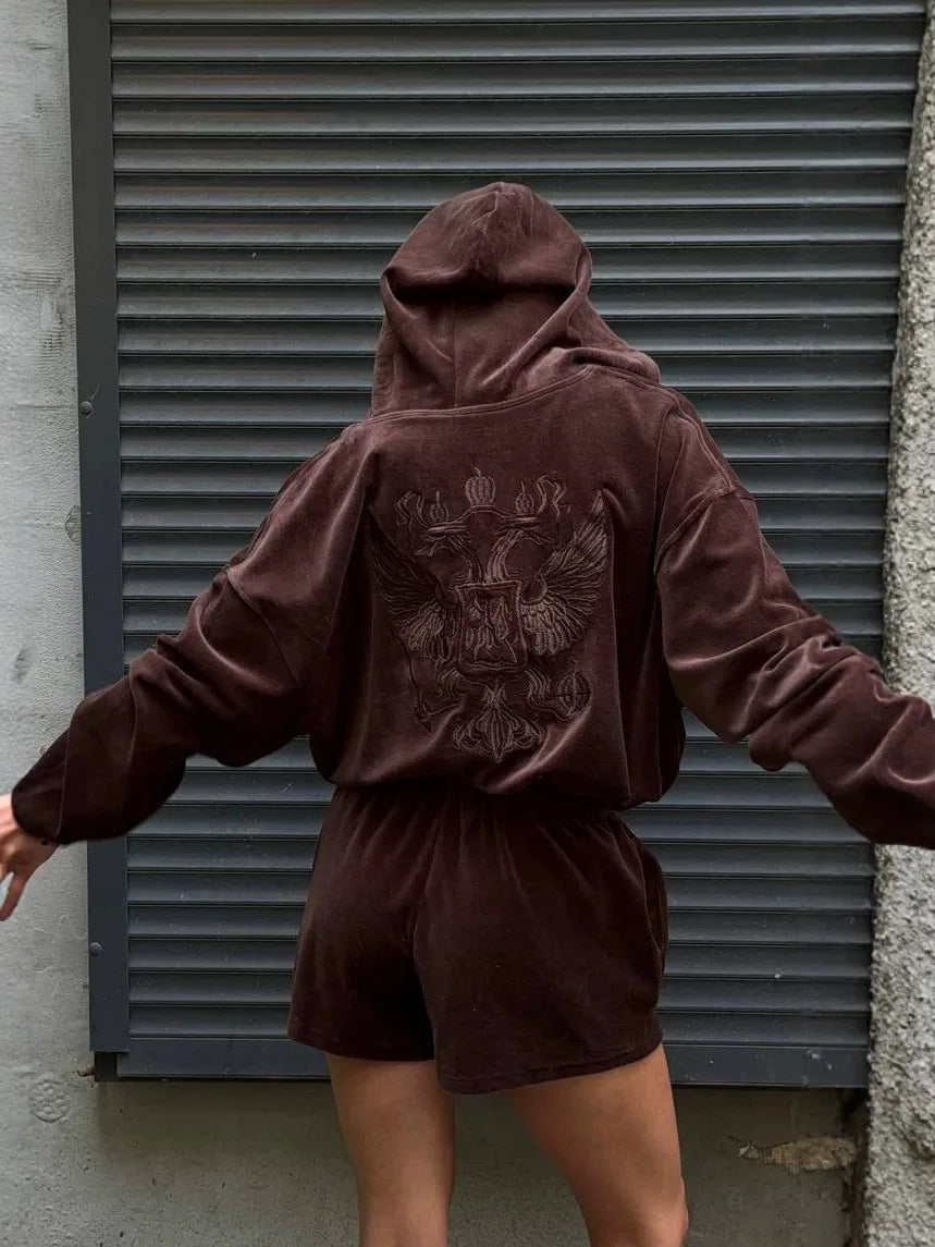 Y2K Harajuku New Fashion Oversized Geometric Print Hooded Sweater Women High Street Vintage Hip Hop Pop Casual Sweater Hoodies