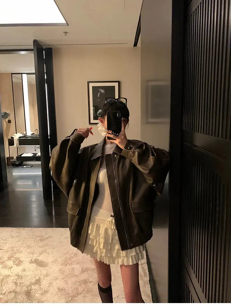 Veste Cuir Vintage Oversize Drips-Way