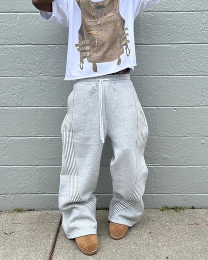 Pantalon de Jogging Gris Évasé Patte d'Éléphant Drips-Way