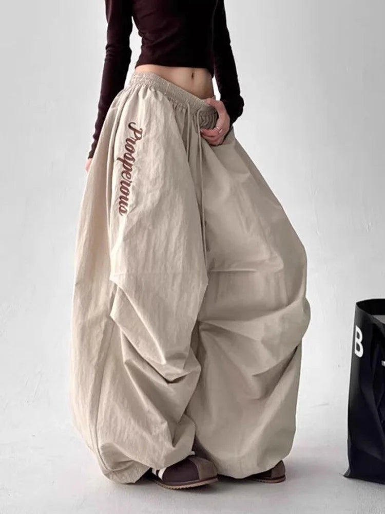 American Y2K Paratrooper Pants Women Hip Hop Oversize Loose High Waist Cargo Pant Harajuku Summer Retro Streetwear Bf Trousers