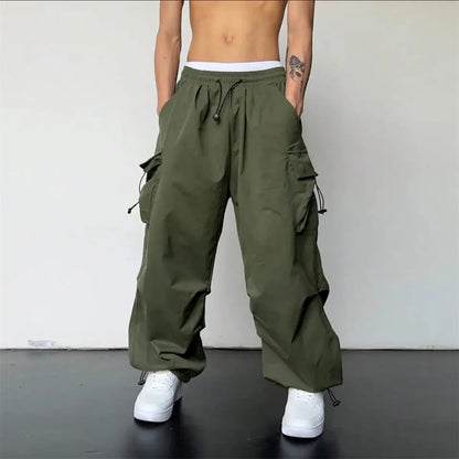 Women Y2K Cargo Pants High Waist Streetwear Hip Hop Trousers Female Big Pockets Casual Low Waist Drawstring Baggy Sweatpants