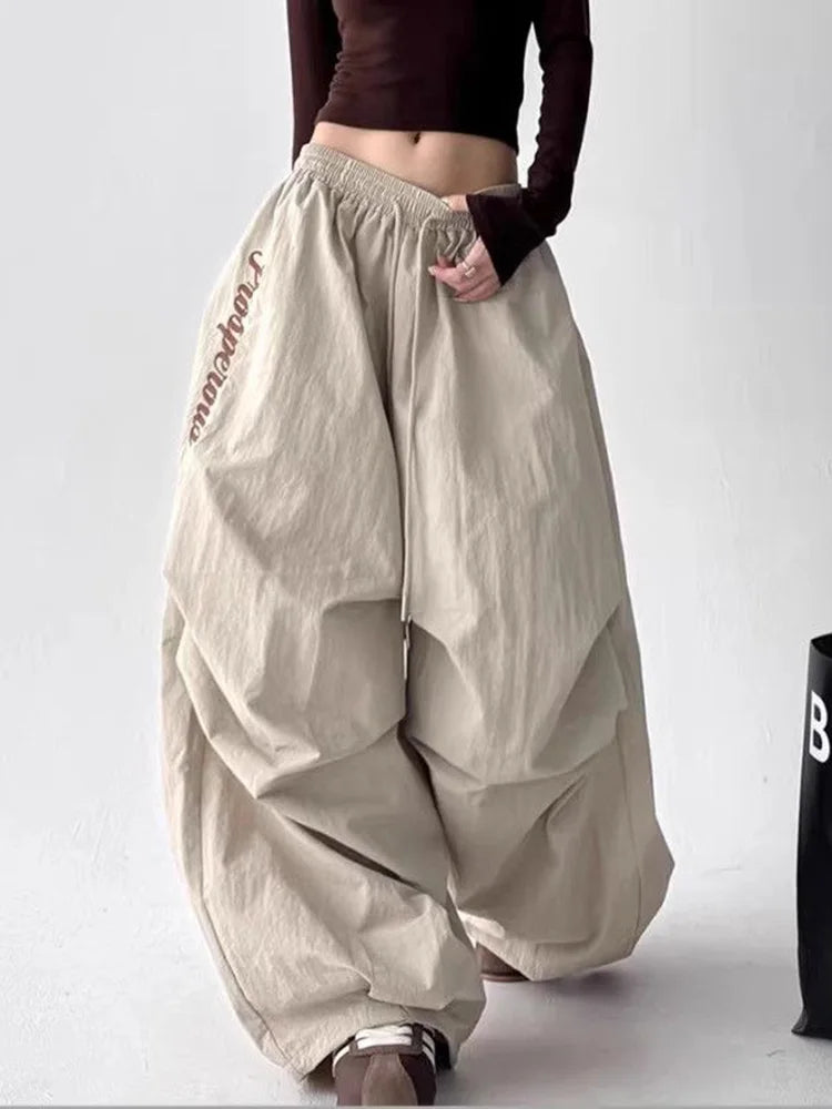 American Y2K Paratrooper Pants Women Hip Hop Oversize Loose High Waist Cargo Pant Harajuku Summer Retro Streetwear Bf Trousers