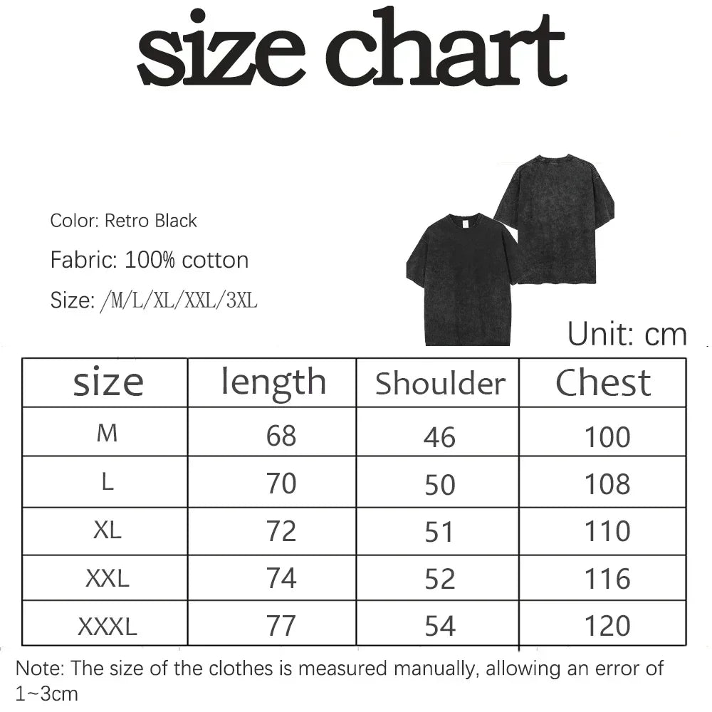 Y2K Grunge Oversized T-Shirt Men Gothic Font Print Heavy Cotton Washed Black Streetwear Harajuku Short Sleeve Tops