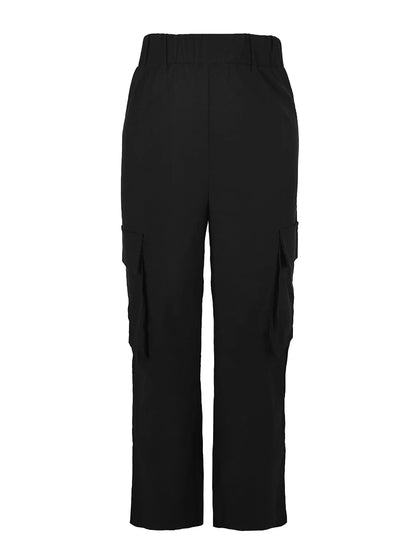 Women Y2K Cargo Pants Black Baggy Trousers With Pockets Casual Streetwear Wide Leg Straight Pants Korean Fashion Spring Autumn