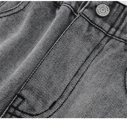 Child y2k Retro Black Wash Jeans For Boy Distressed Gradient Design High Waist Loose Wide Leg Denim Pants Fashion Kids Trousers