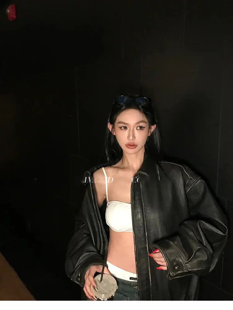 Veste Cuir Vintage Oversize Drips-Way