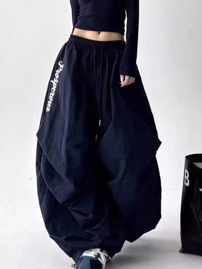 American Y2K Paratrooper Pants Women Hip Hop Oversize Loose High Waist Cargo Pant Harajuku Summer Retro Streetwear Bf Trousers