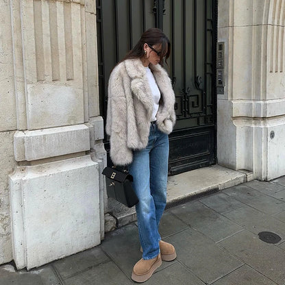 Oversized Faux Fur Coat – Manteau Dégradé Neo Mint Ultra Doux