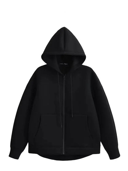 Veste oversize femme zippée à capuche gris style streetwear automne-hiver