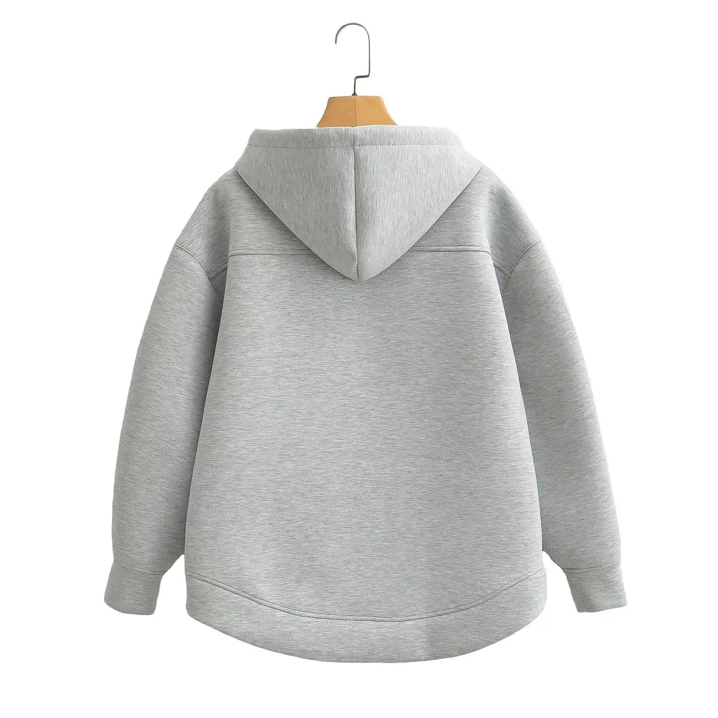 Sweat Zippé Oversize à capuche en fibres synthétiques douces, confortable et tendance pour streetwear et look casual féminin.