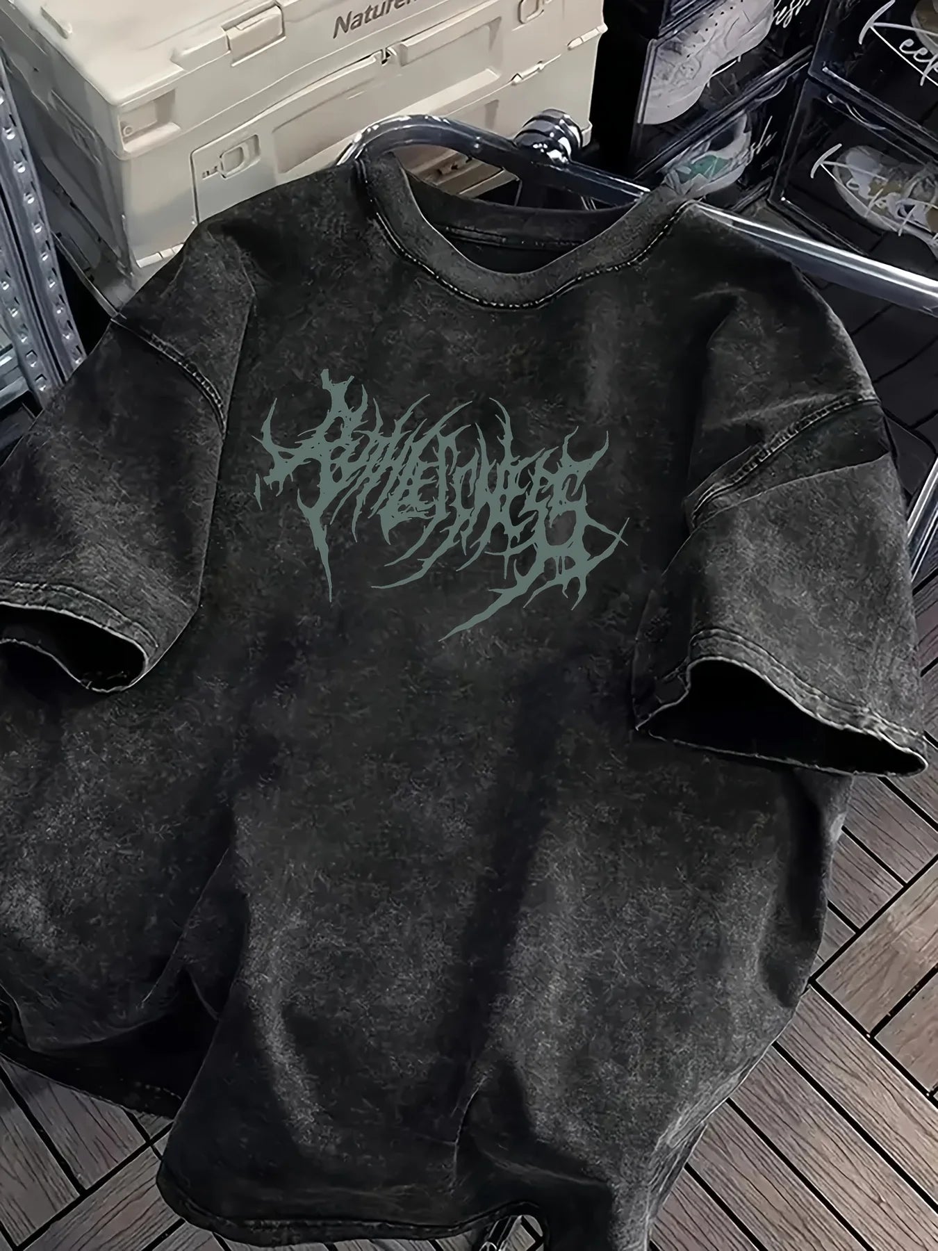 Y2K Grunge Oversized T-Shirt Men Gothic Font Print Heavy Cotton Washed Black Streetwear Harajuku Short Sleeve Tops