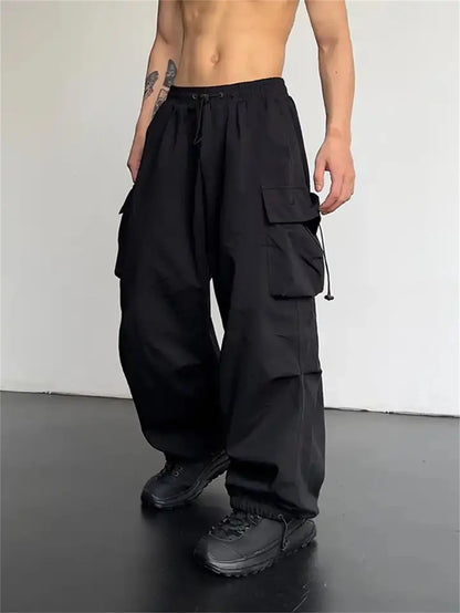 Women Y2K Cargo Pants High Waist Streetwear Hip Hop Trousers Female Big Pockets Casual Low Waist Drawstring Baggy Sweatpants