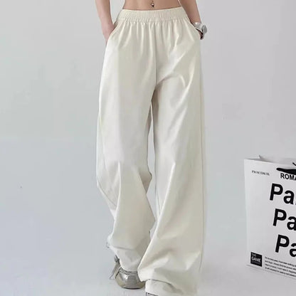 American Style Streetwear Y2K Cargo Pants Women Summer Breathable Baggy Quick Drying Sweatpants Solid Casual Wide Leg Trousers