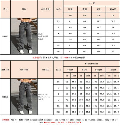 Womens Jeans Y2k Jeans High Waist Stretch Cargo Pants Multiple Pockets Casual Trousers for Ladies Fashion Retro Style
