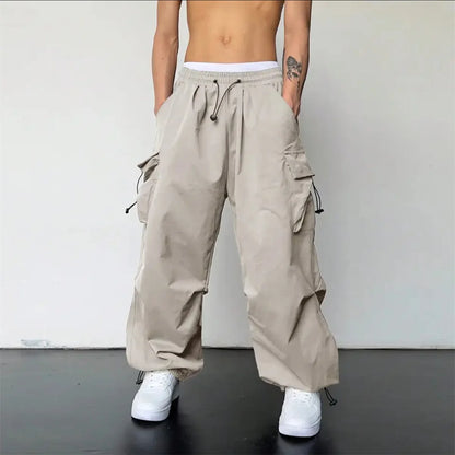 Women Y2K Cargo Pants High Waist Streetwear Hip Hop Trousers Female Big Pockets Casual Low Waist Drawstring Baggy Sweatpants