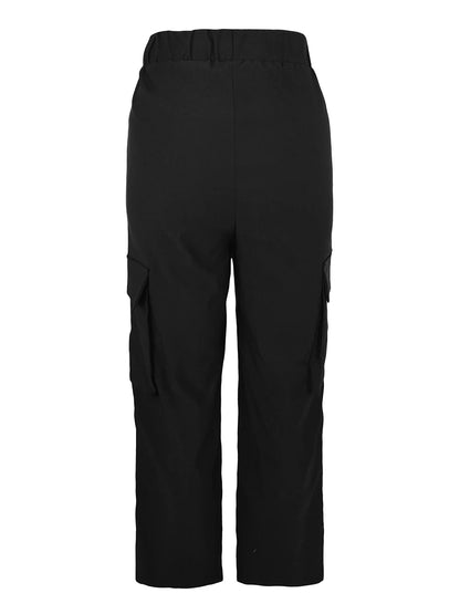 Women Y2K Cargo Pants Black Baggy Trousers With Pockets Casual Streetwear Wide Leg Straight Pants Korean Fashion Spring Autumn