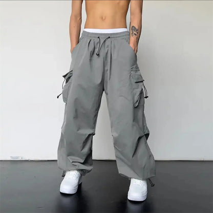 Women Y2K Cargo Pants High Waist Streetwear Hip Hop Trousers Female Big Pockets Casual Low Waist Drawstring Baggy Sweatpants