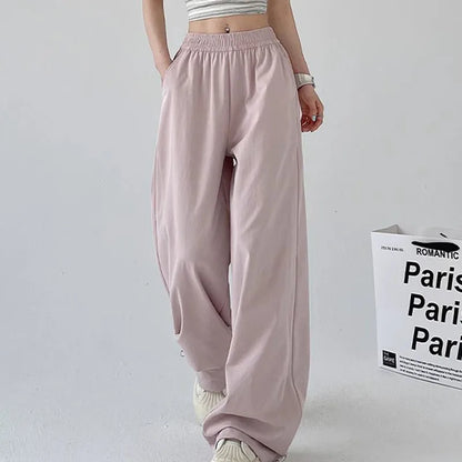 American Style Streetwear Y2K Cargo Pants Women Summer Breathable Baggy Quick Drying Sweatpants Solid Casual Wide Leg Trousers