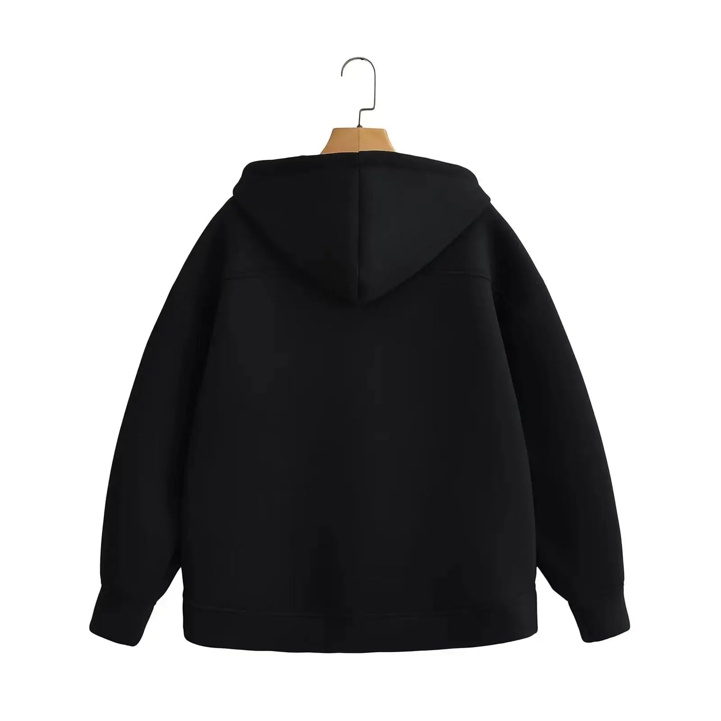 Sweat Zippé Oversize à capuche en fibres synthétiques douces, confortable et tendance pour streetwear et look casual féminin.