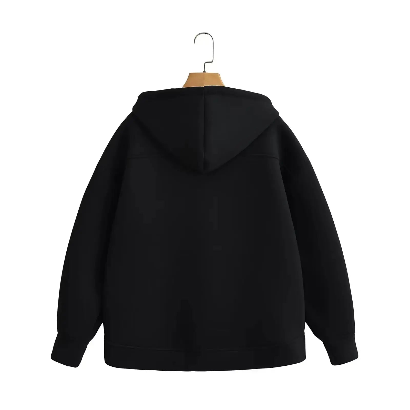 Sweat Zippé Oversize à capuche en fibres synthétiques douces, confortable et tendance pour streetwear et look casual féminin.