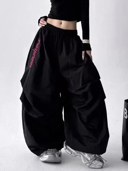 American Y2K Paratrooper Pants Women Hip Hop Oversize Loose High Waist Cargo Pant Harajuku Summer Retro Streetwear Bf Trousers