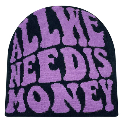 Knitted Beanie tricoté à motif et lettres brodées, chaud et confortable, style streetwear unisexe pour l’hiver et les activités outdoor.