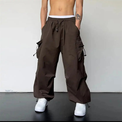 Women Y2K Cargo Pants High Waist Streetwear Hip Hop Trousers Female Big Pockets Casual Low Waist Drawstring Baggy Sweatpants