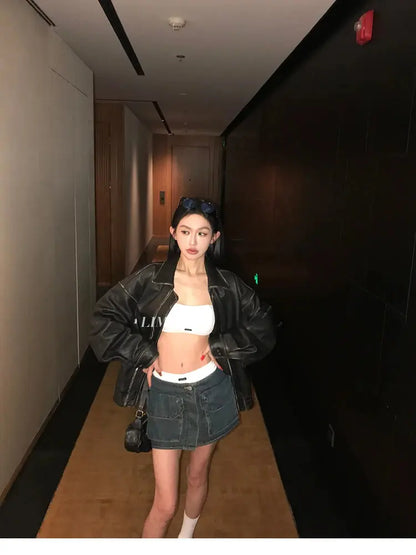 Veste Cuir Vintage Oversize Drips-Way