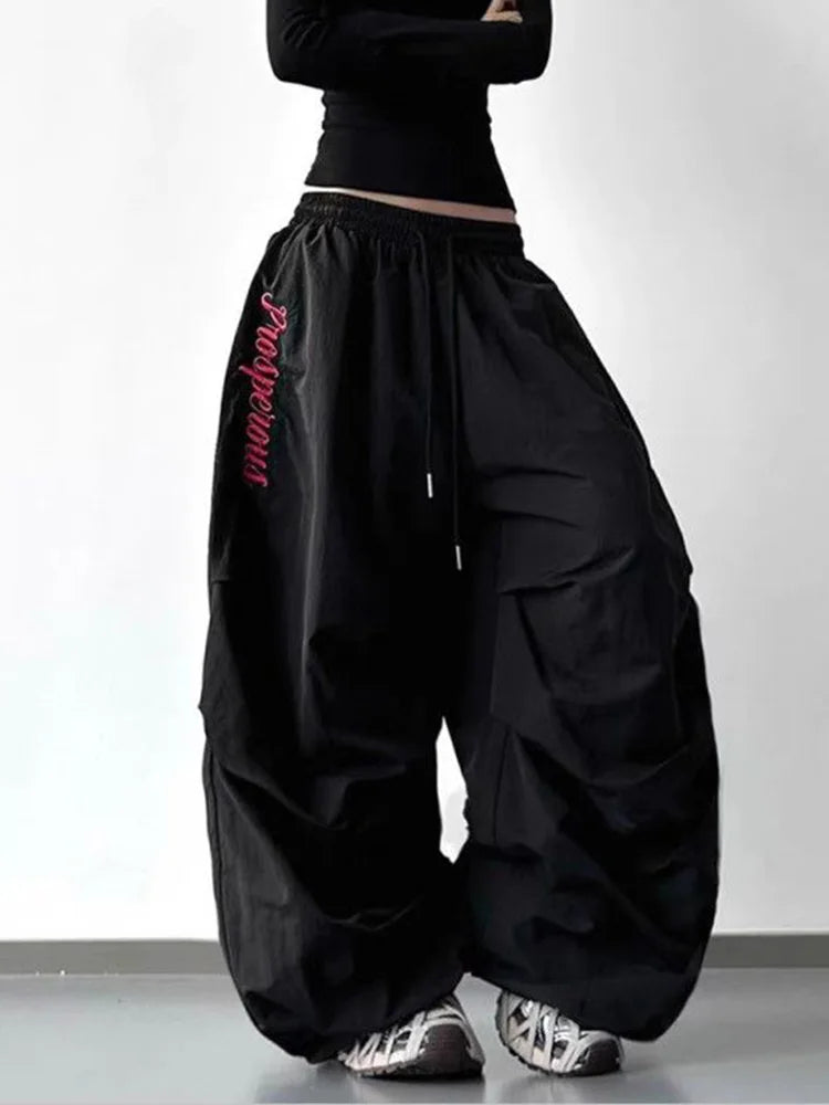 American Y2K Paratrooper Pants Women Hip Hop Oversize Loose High Waist Cargo Pant Harajuku Summer Retro Streetwear Bf Trousers