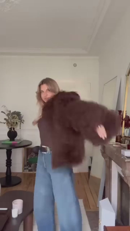 Oversized Faux Fur Coat – Manteau Dégradé Neo Mint Ultra Doux