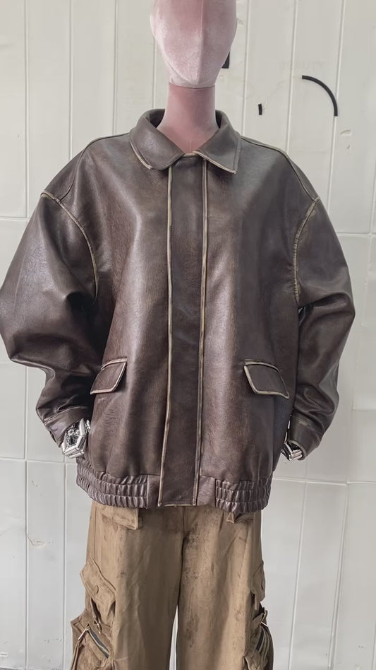 Vintage Oversized Leather Jacket